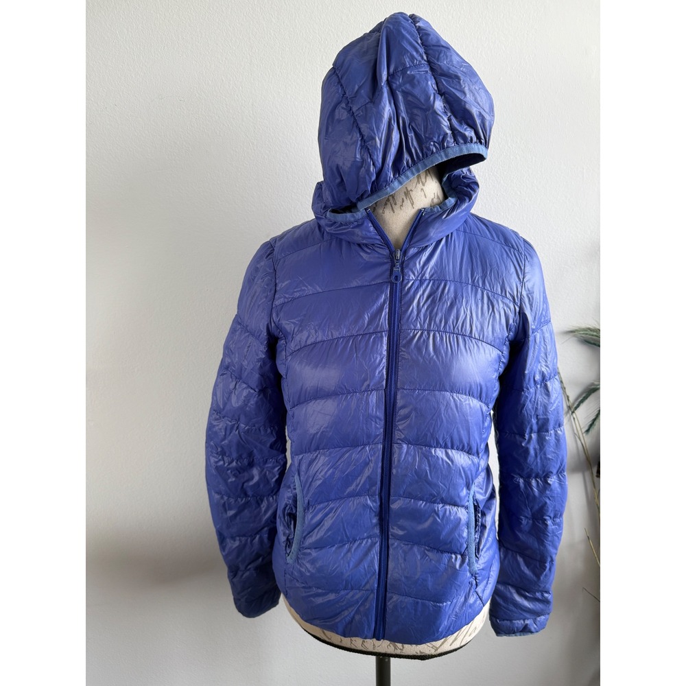 Active Basic Blue Lightweight Hooded Puffer Down … - image 2
